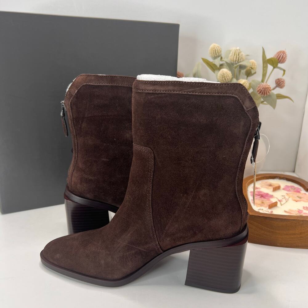 Vince Camuto Kortimy Suede Chunky Block Heeled Boot Brown Women's 6.5M/37 NWB - Picture 6 of 10